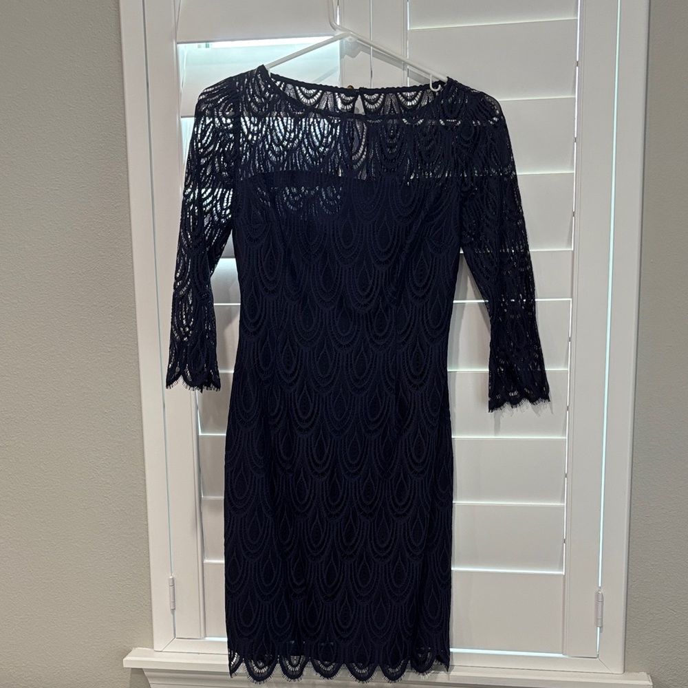 Lilly Pulitzer Navy Long Sleeve Lace Dress